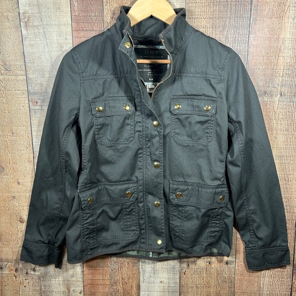J.Crew Factory Relaxed Boyfriend Field Jacket Small Olive Green Cotton Utility